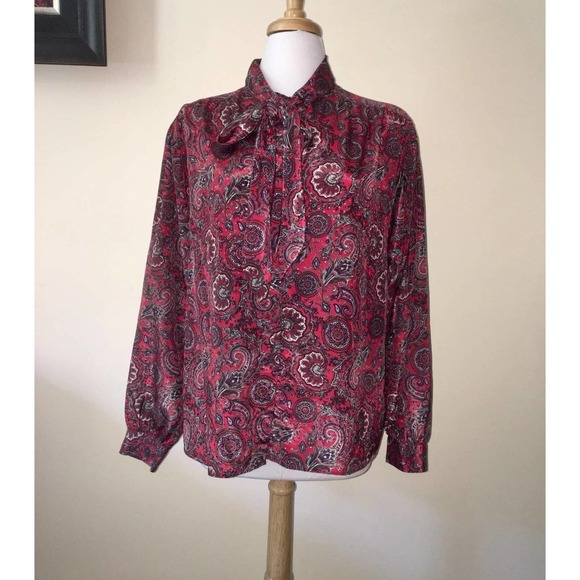 NWOT VTG Vintage Alfred Dunner Paisley Top Bow Tie Size 20 - Picture 1 of 11